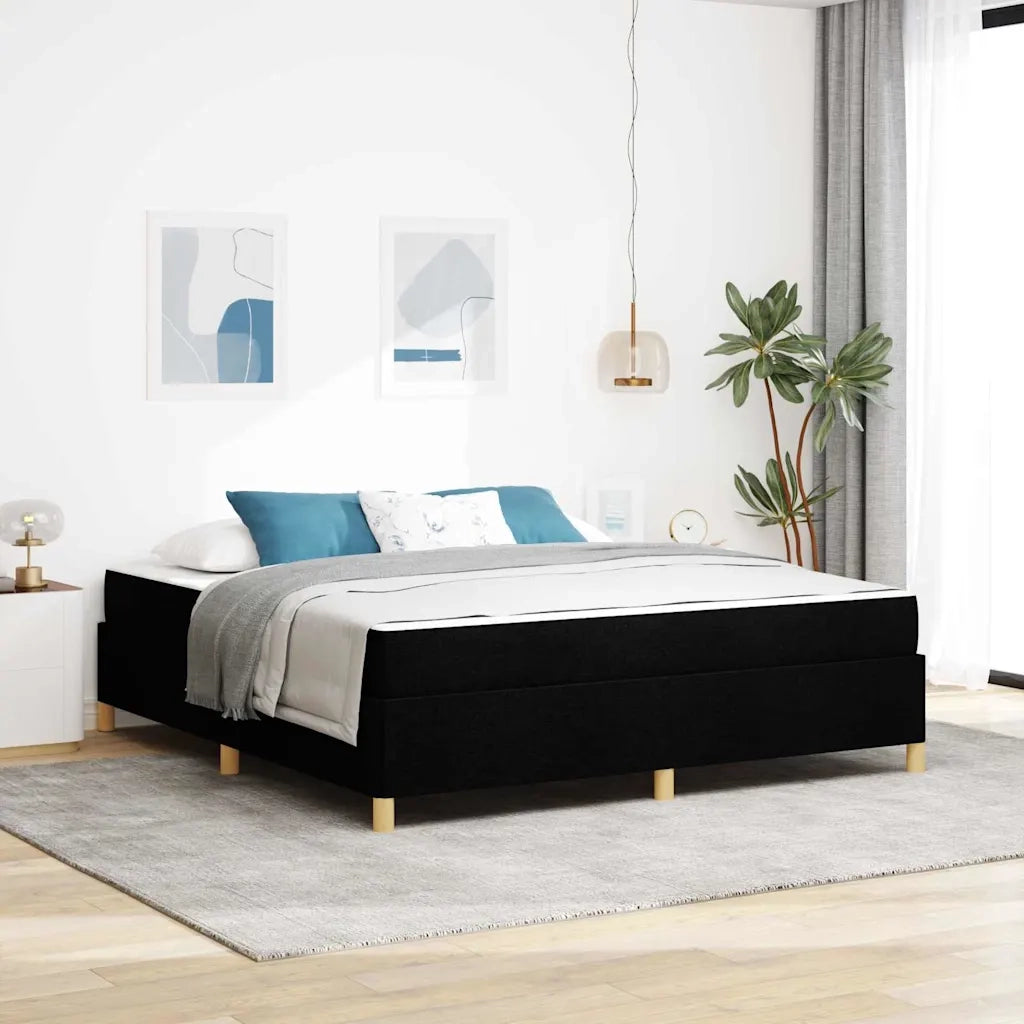 Struttura del letto con materasso Nero 180 x 200 cm Tessuto