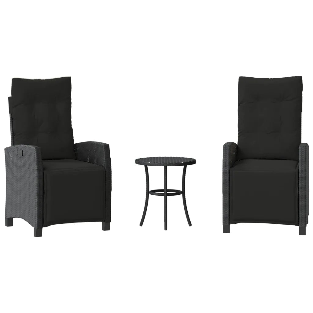 Set da Bistrò 3 pz con Cuscini Nero in Polyrattan 365249
