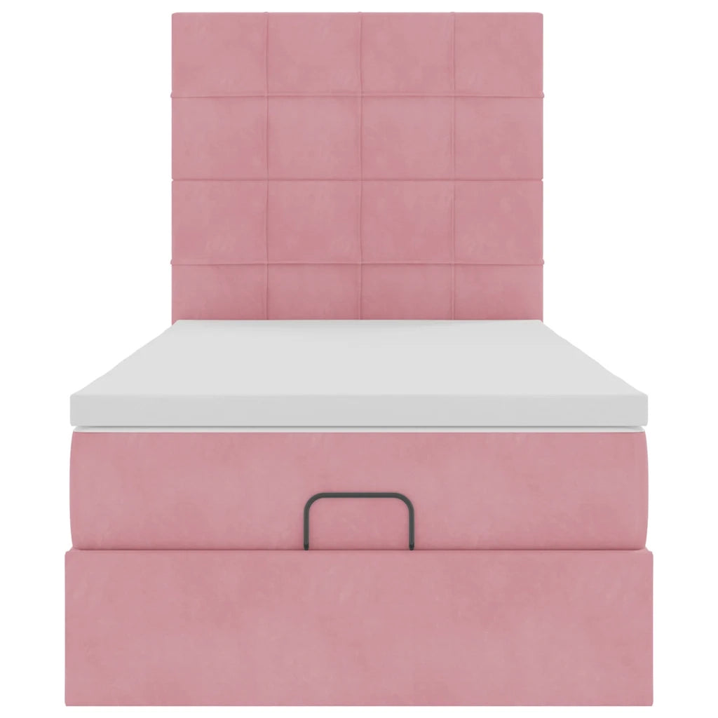 Struttura Letto Pouf con Materassi Rosa 80x200 cm Velluto 3314287