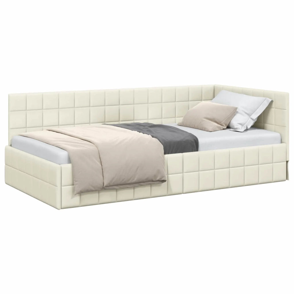 Cornice del letto ad angolo Crema 100 cm x 200 cm Velluto 42016405