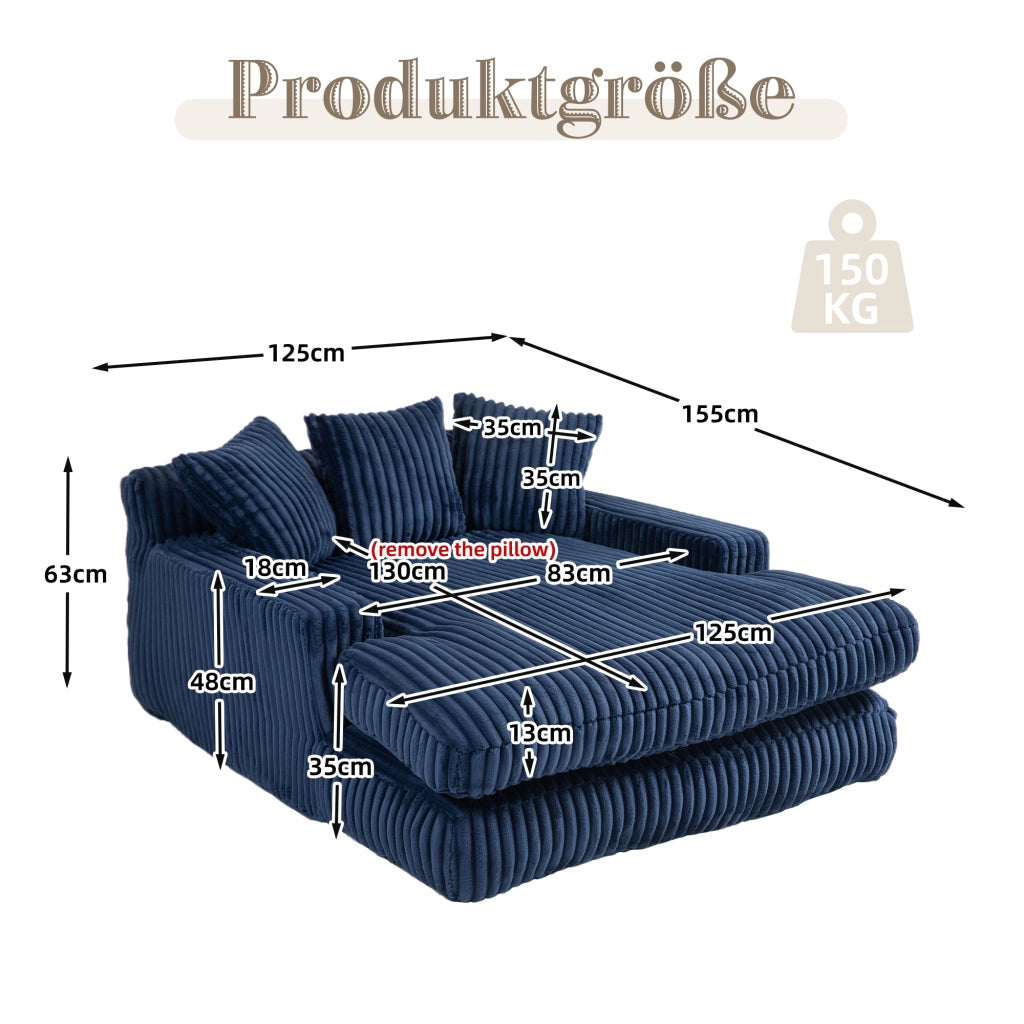Divano letto moderno - Zephmum- 3 cuscini morbidi blu marino