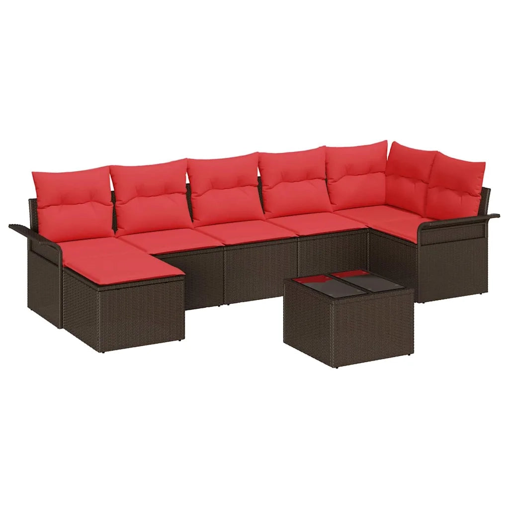 Set Divano da Giardino con cuscino 8 pcs Marrone Poly Rattan 3345464