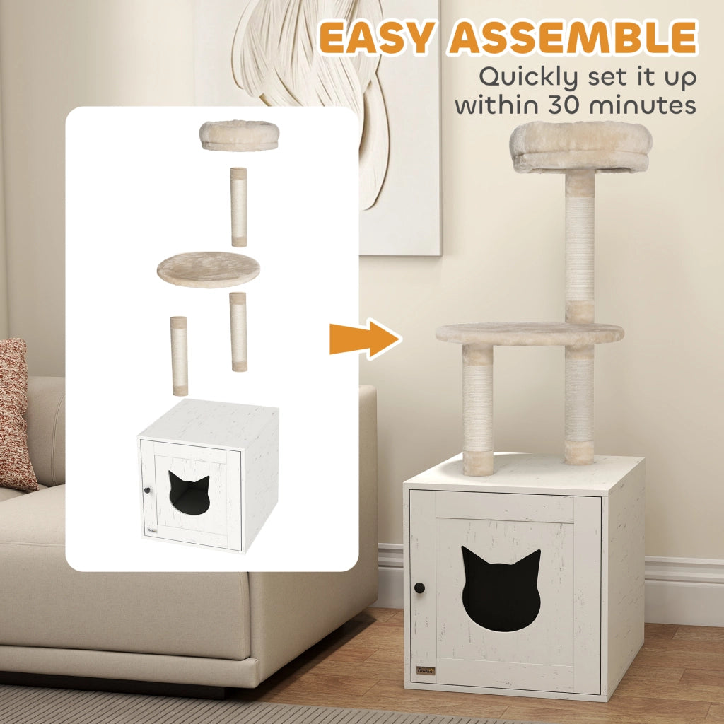 Arbre ¨¤ chat con casa igienica ¨C Minimal ¨C 129 cm, crema