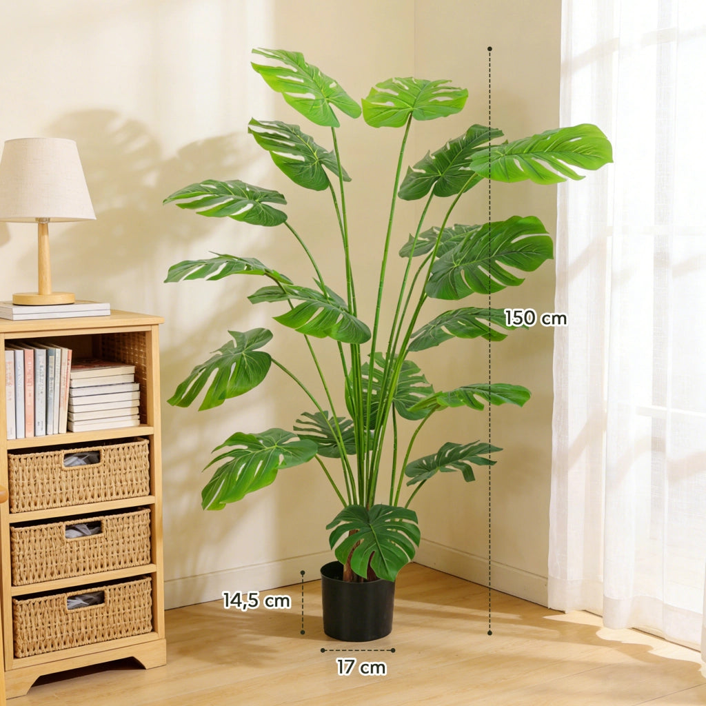Pianta artificiale Monstera deliciosa con vaso ¨C zephmum ¨C verde altezza 150 cm