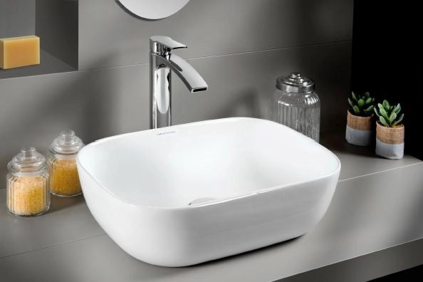 Lavabo in ceramica rettangolare da appoggio Bessi