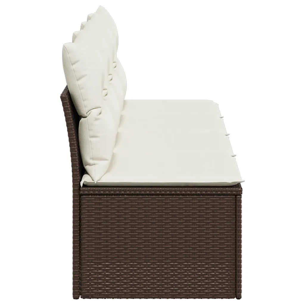 Divano da Giardino a 4 Posti con Cuscini in Polyrattan Marrone 366203