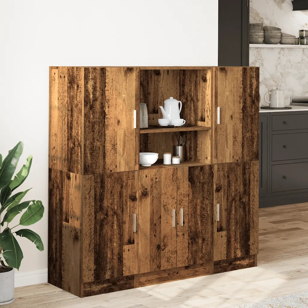Set di Armadio pensile | Mobili da Cucina 3 pz Legno Antico in Truciolato