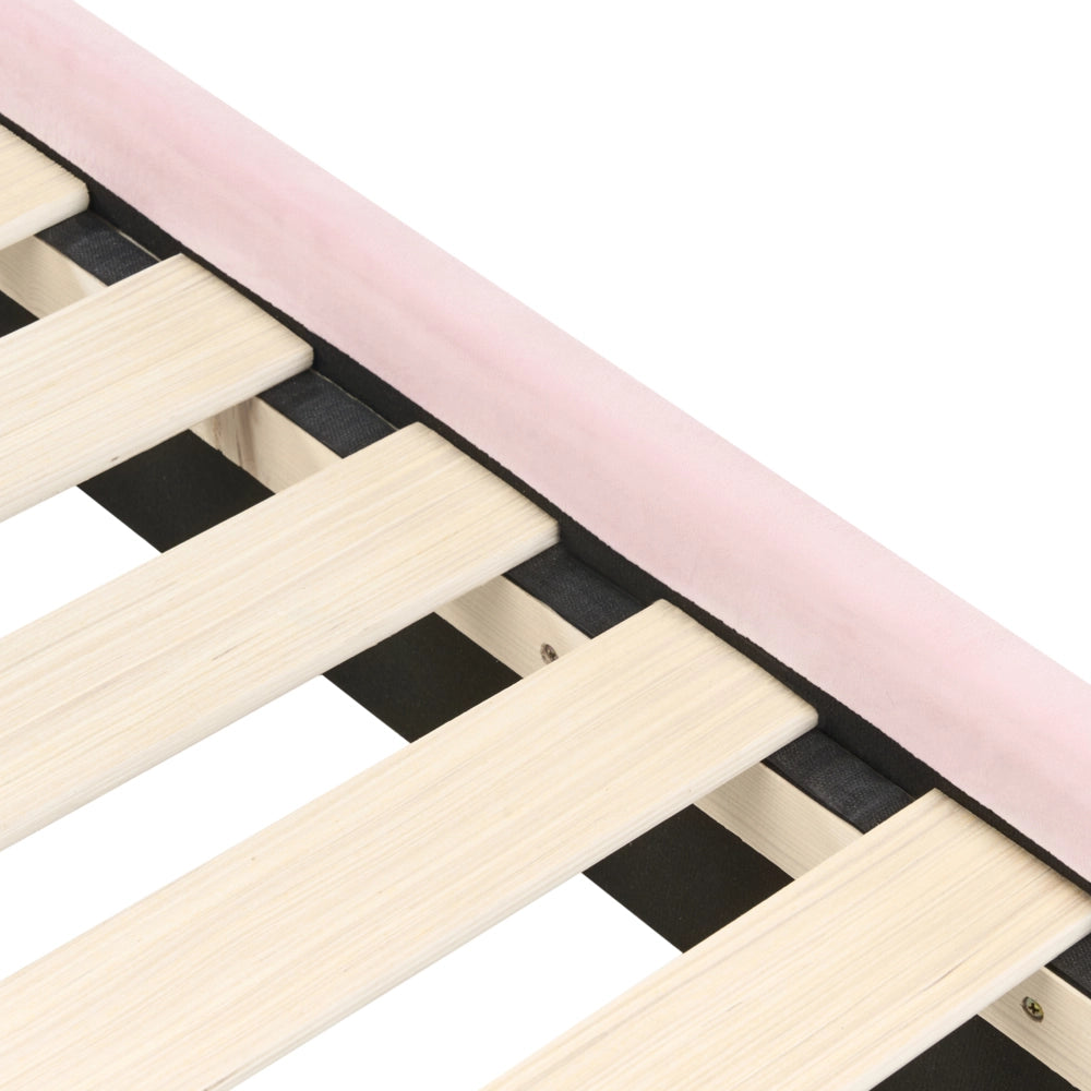 Letto moderno in velluto rosa per bambini con base a doghe Cameretta Moderna