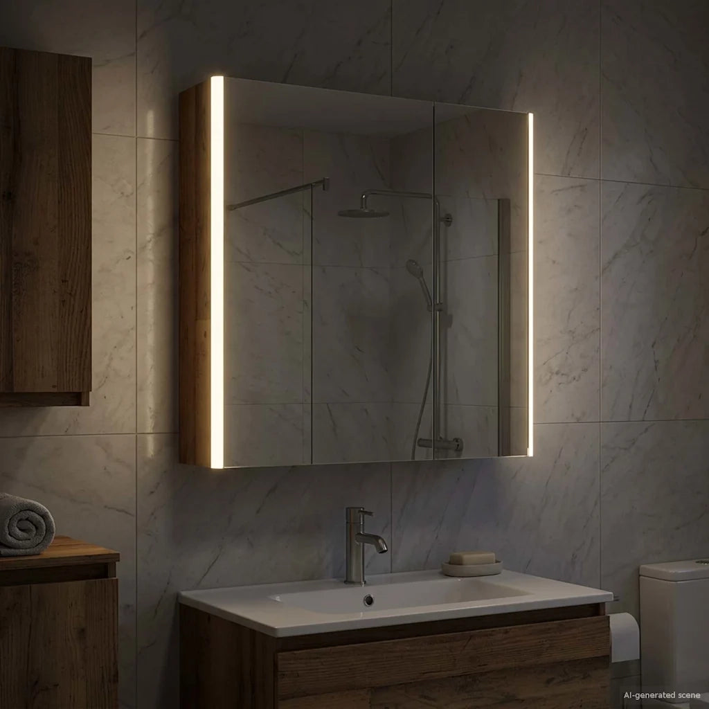 Mobiletto per specchio da bagno Legno vecchio 889245
