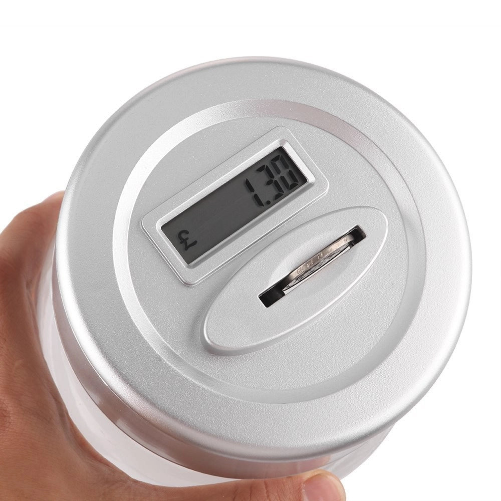Trade Shop - Salvadanaio Con Contamonete Automatico Forma Barattolo Display Lcd Money Box Lcd -
