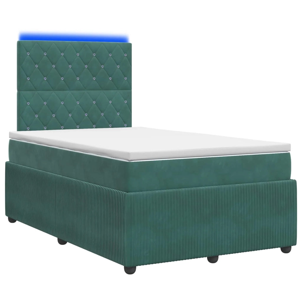 Letto Box Spring LED con Materasso Verde Scuro 120 x 190 cm 3456026