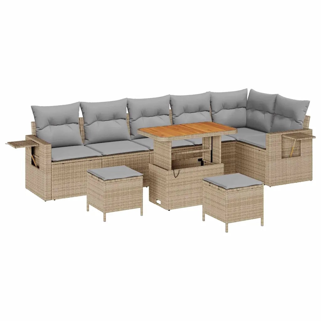 Set Divano da Giardino 9 pcs Beige polyrattan 3361767