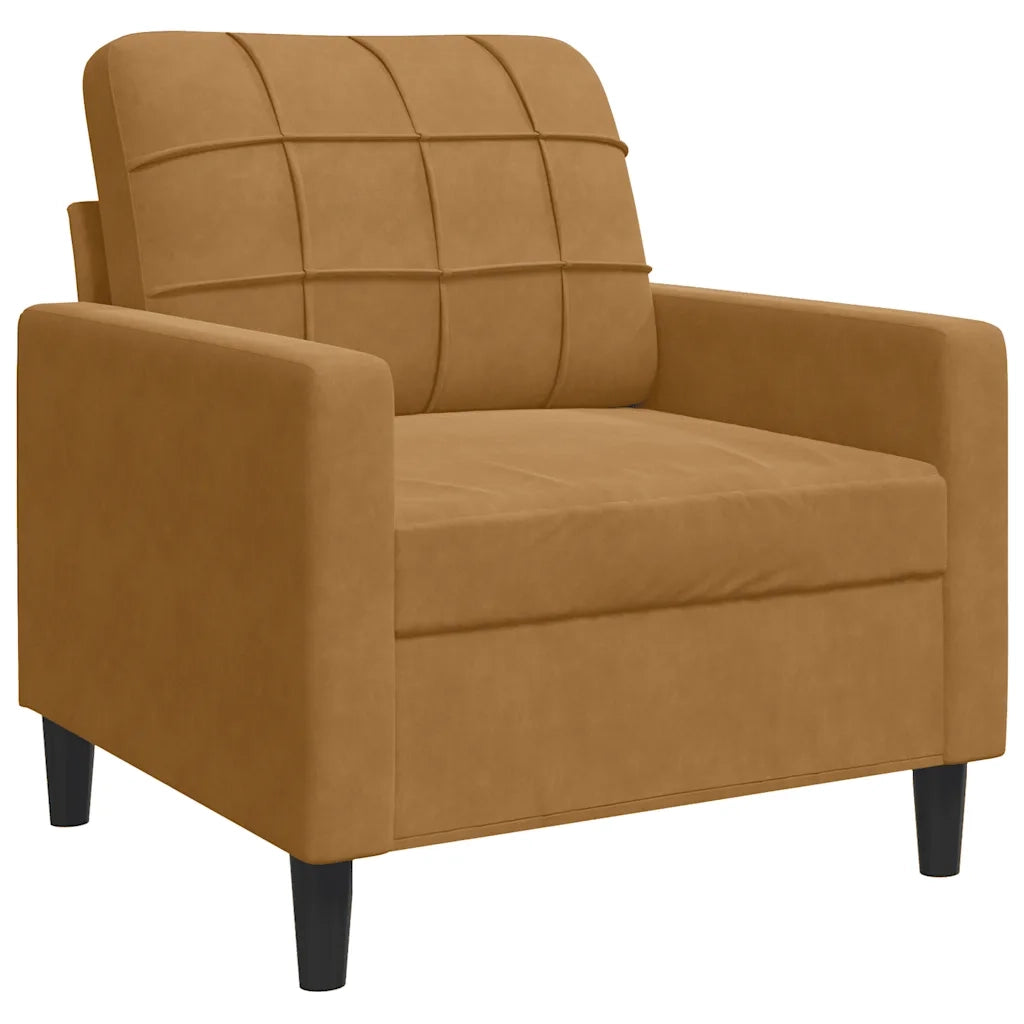 Set di Divani 3 pz con Cuscini e Rinforzi Marrone in Velluto 3278378