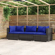 Divano a 3 Posti con Cuscini-Sofa 3 Posti con Cuscini in Polyrattan Grigio