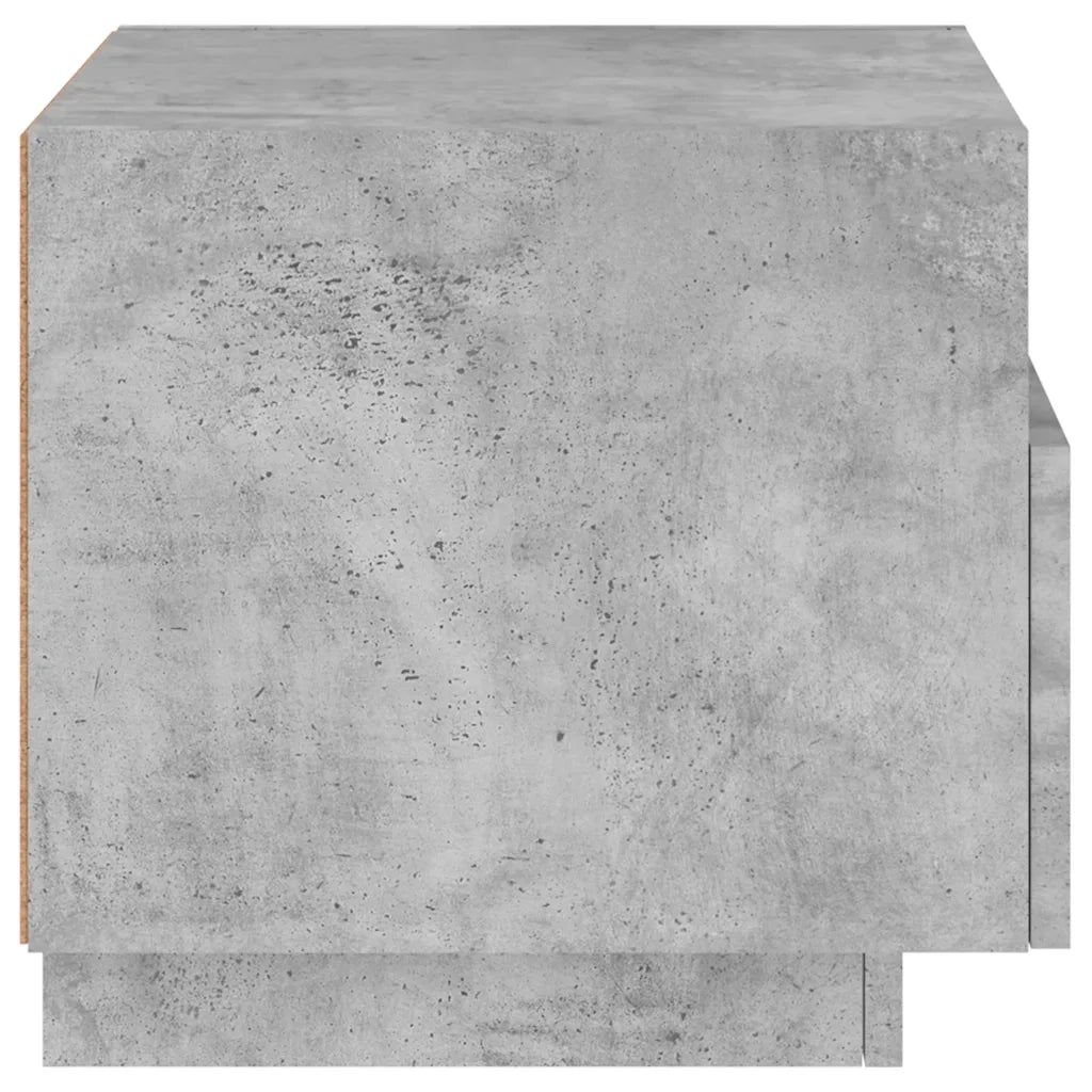 Comodino con Luci LED-Tavolino da notte Grigio Cemento 40x39x37 cm