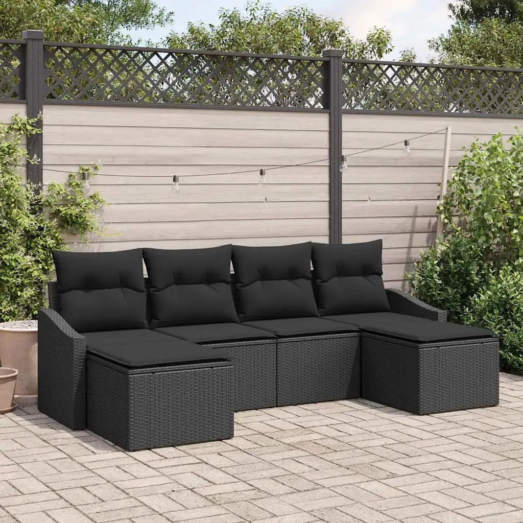 Set da Pranzo per Giardino con cuscino 6 pcs Nero 3355502