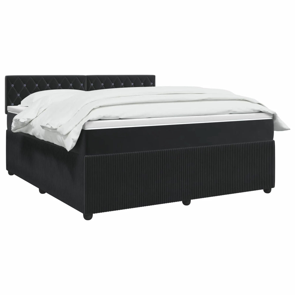 Letto box spring con materasso Nero 180 x 200 cm Velluto 3451723