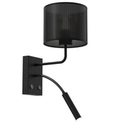 Applique Loft Shade nera con luce lettura 2 interruttori Luminex