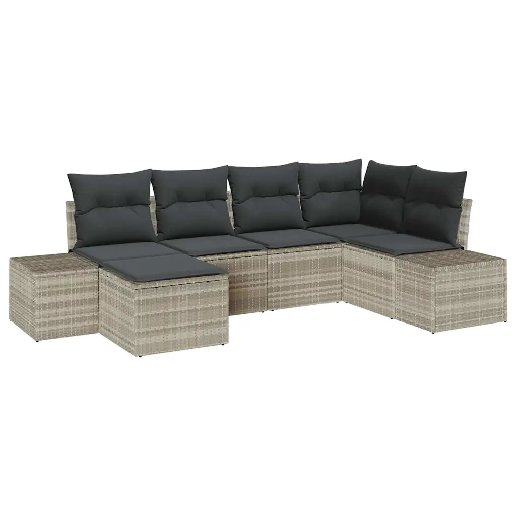 Set Divano da Giardino 6 pcs Grigio chiaro polyrattan 3347132