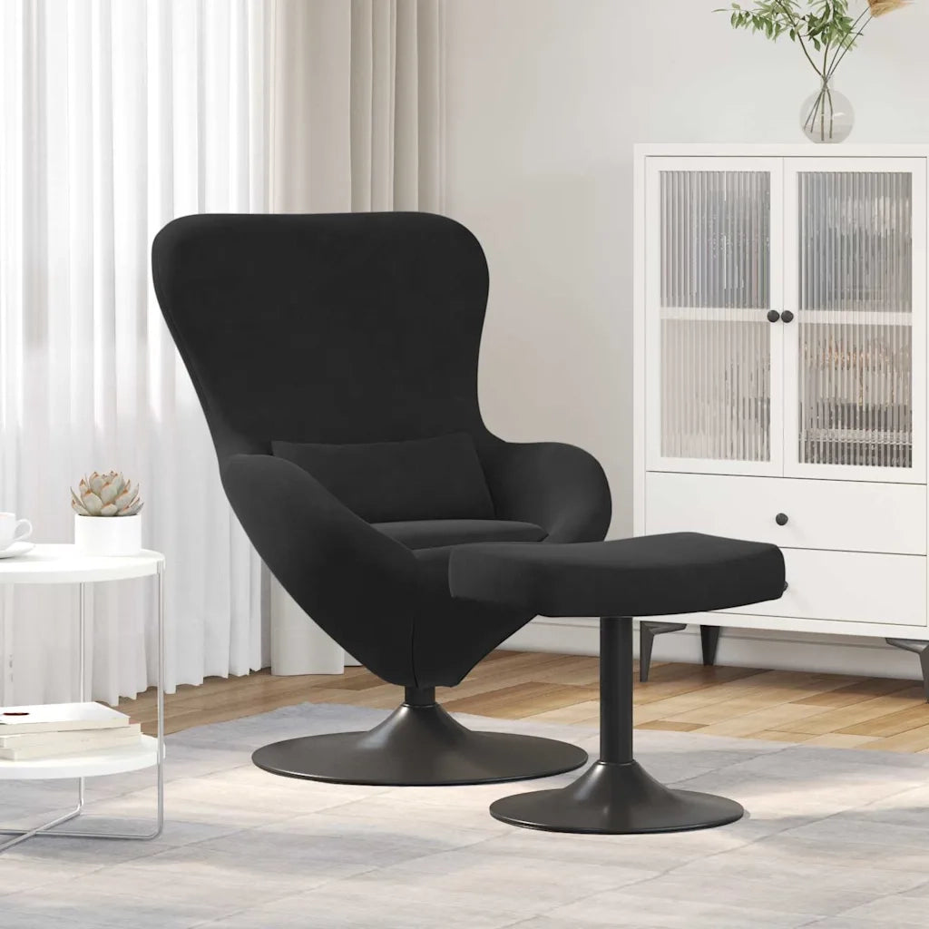 Poltrona | Sedia Egg con Pouf Nero Velluto