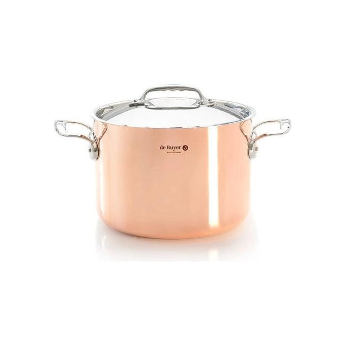 DE BUYER 6243.24 PRIMA MATERA Pentola Alta in Rame e Acciaio Inox Diametro 24 cm Altezza 16.5 cm Capacita' 7.5 l Compatibile Induzione colore Acciaio