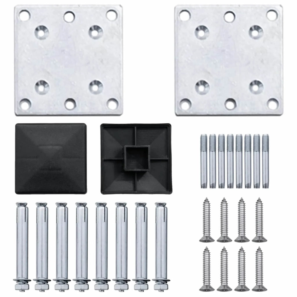 Pannello di Recinzione 9 pcs WPC e Alluminio Grigio