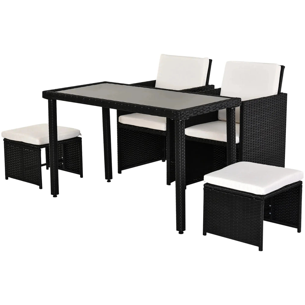 Set da pranzo in poliratano Set da pranzo da 11 pezzi. Set da giardino con cuscini Neri impermeabili e alla moda per giardino e terrazza