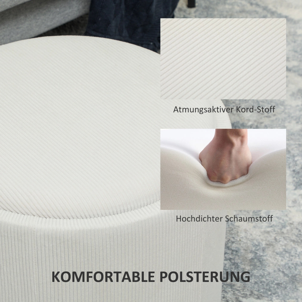 Pouf Contenitore Rotondo in Tessuto ¨C Minimal ¨C Cremewei?