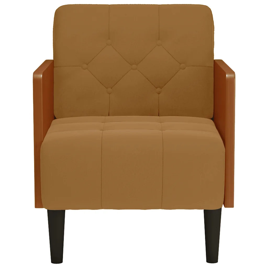 Divano Poltrona | Sedia con Braccioli Marrone 55 cm in Velluto