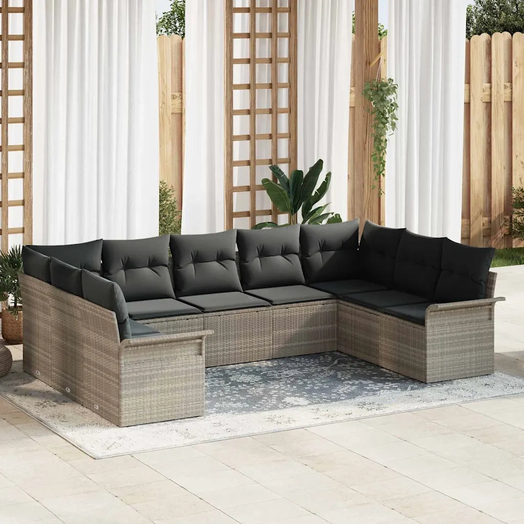 Set Divano da Giardino con cuscino Grigio chiaro polyrattan 3345522