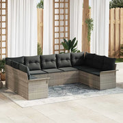Set Divano da Giardino con cuscino Grigio chiaro polyrattan 3345522