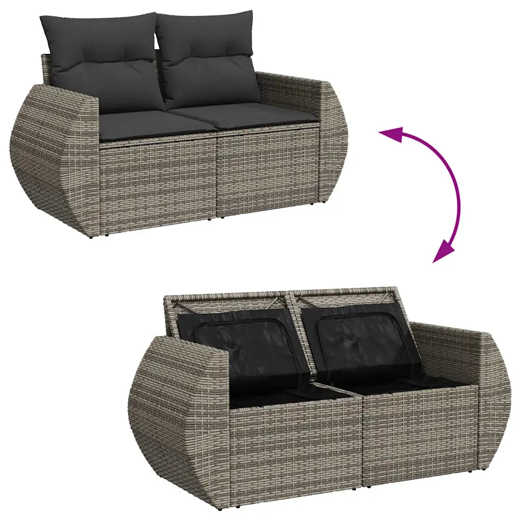 Set Divano da Giardino 6 pz con Cuscini Grigio in Polyrattan 3325586