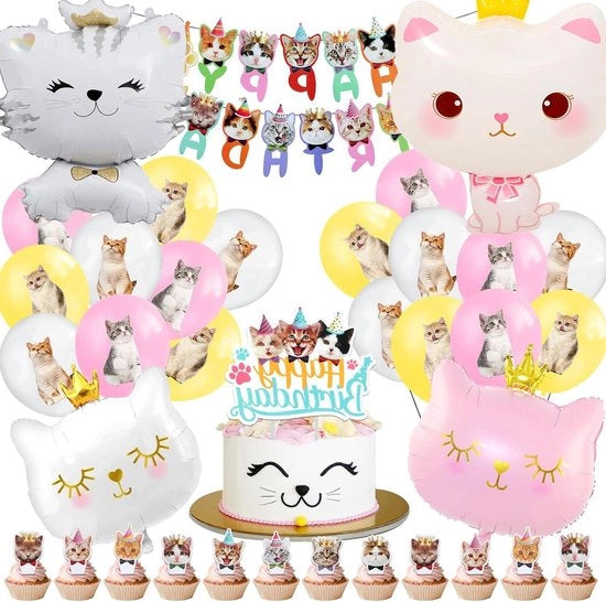 Decorazioni di compleanno 50 pezzi palloncini gatti tema ragazze testa gatto decorazioni per feste palloncini con elio