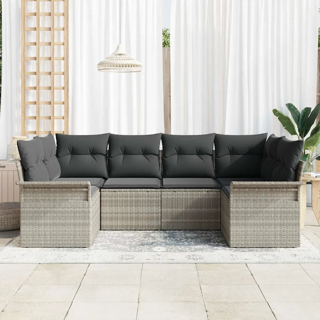 Set Divano da Giardino 6 pcs Grigio chiaro Poly Rattan