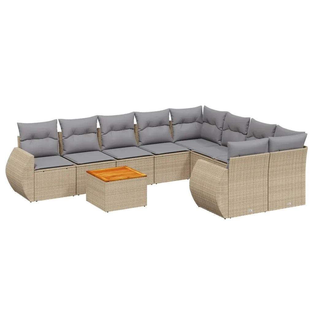 Set Divano da Giardino 9 pz con Cuscini Beige in Polyrattan 3257263