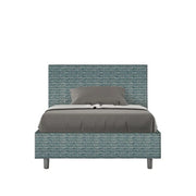 Letto una piazza e mezza con rete imbottito 120x210 tessuto Aragona 8 blu Adele