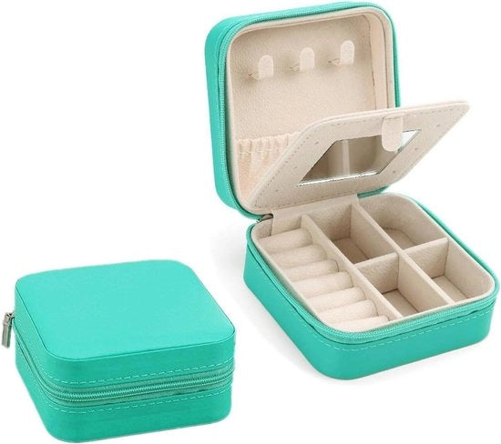 Organizzatore per gioielli con specchio in legno e contenitore per accessori