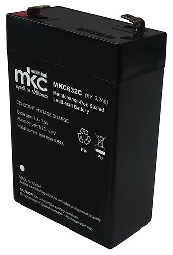 Batteria piombo ermetica 6v 3.2ah ricaricabile terminali faston 4.8 mm