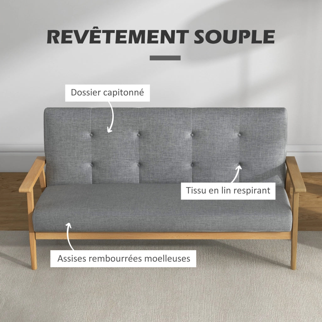 Divano 3 posti scandinavo ¨C zephmum ¨C grigio, imbottito