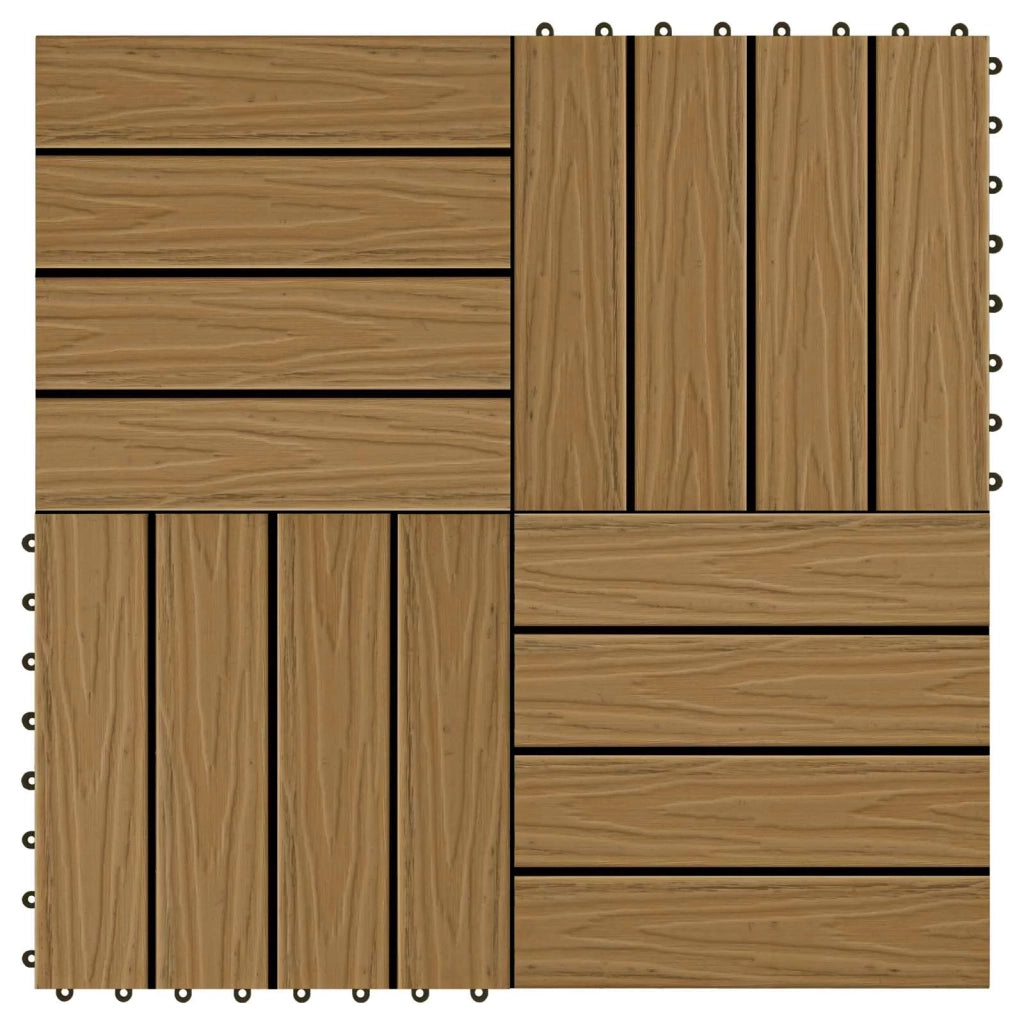 Piastrella per Decking 11 pcs Teak riciclato 30 x 30 cm WPC 42046682