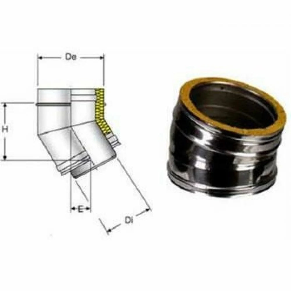 Inox doppia parete aisi 316 curv a 15 d.100 150 b08wzb77m5