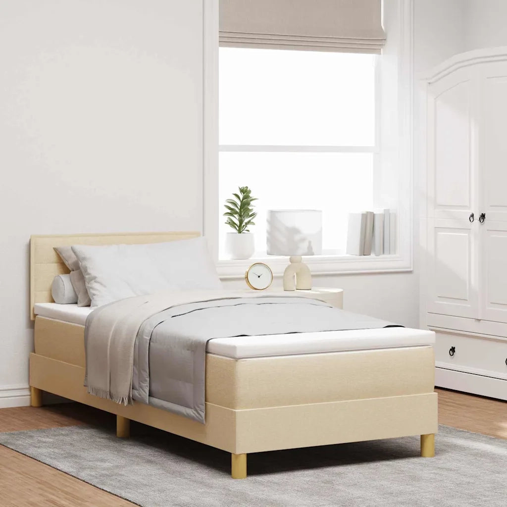 Letto a Sorgente LED con strisce LED Crema 100 x 200 cm Tessuto 3342343