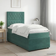 Letto box spring con materasso Verde Scuro 100 x 200 cm Velluto 3454544