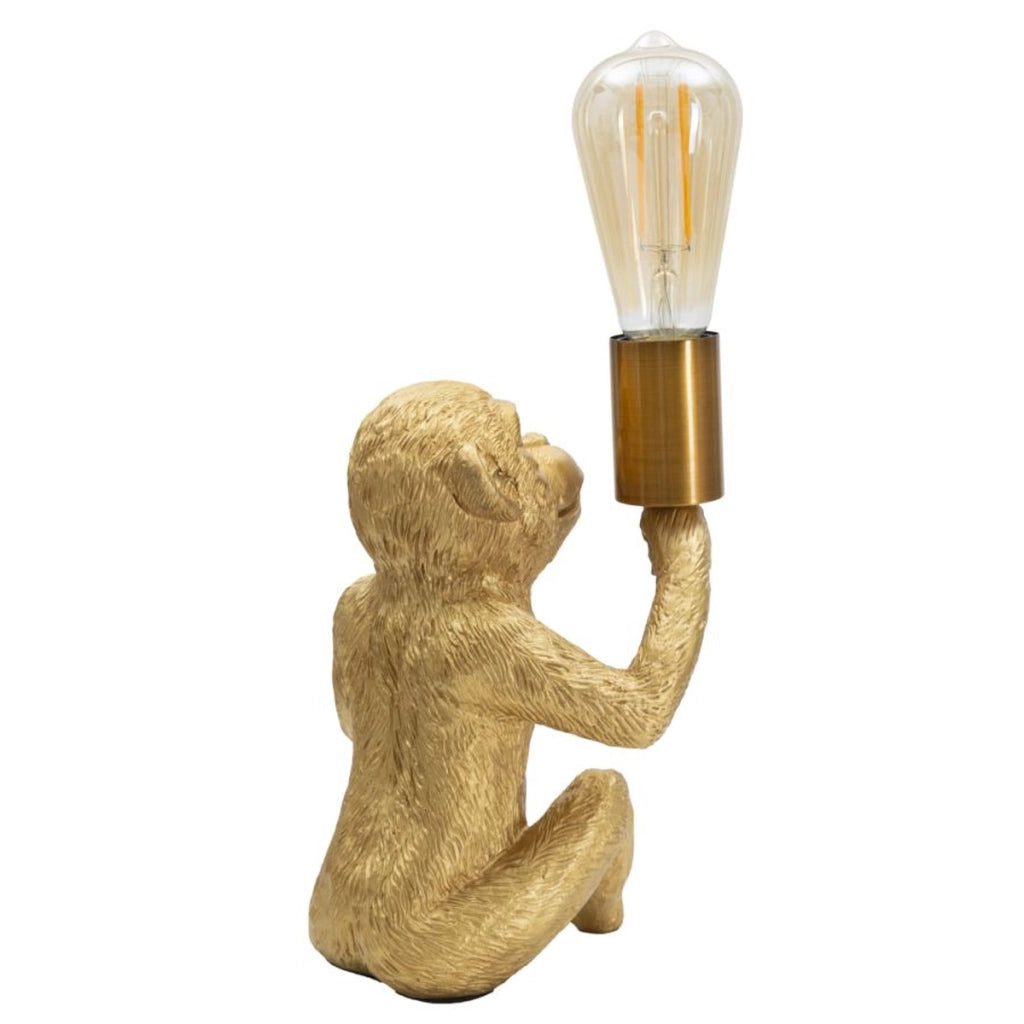 Lampada da tavolo Monkey in resina dorata