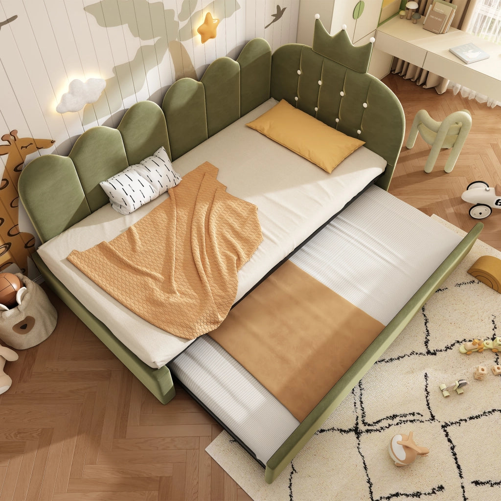 Letto sofa con letto estraibile velluto verde 90x200 cm