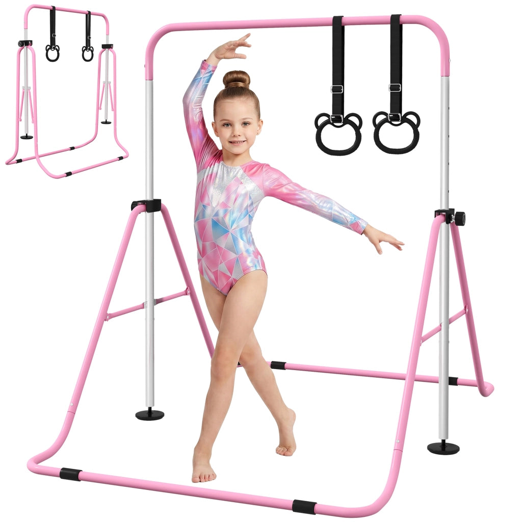 Sbarra Ginnastica per Bambini Regolabile in Altezza con Anelli ¨C Minimal ¨C Rosa