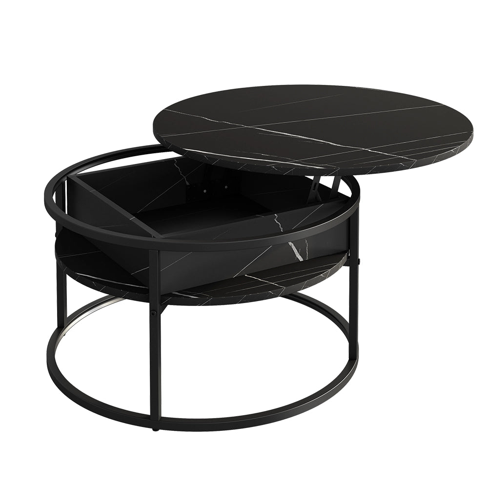 Vicco Tavolino Nero/marmo-bianco 77 x 77 cm