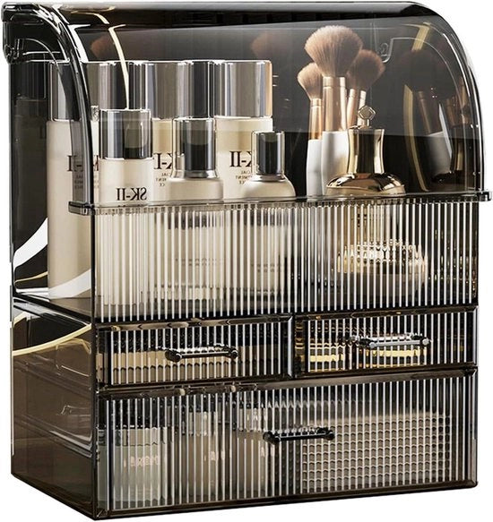 Organizzatore per cosmetici in acrilato con carrello e contenitore impermeabile per make-up e cura della pelle - XL nero
