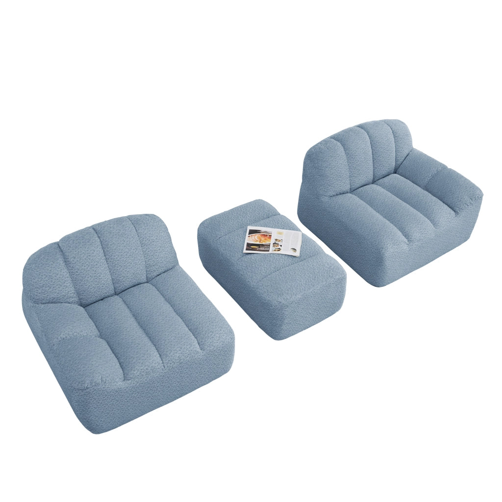 Divano modulare a 2 posti a L - Zephmum- Blu, senza assemblaggio
