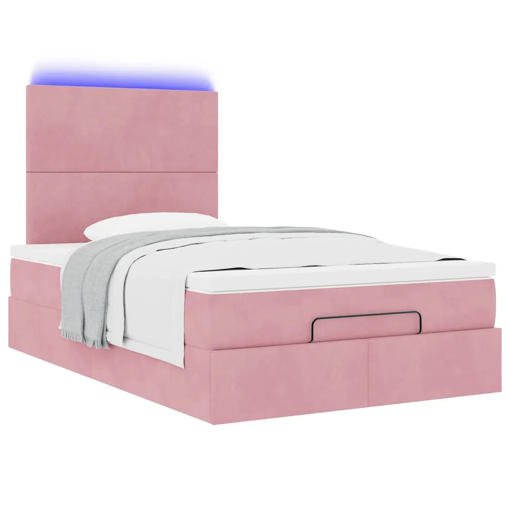 Struttura Letto Pouf con Materassi Rosa 120x190 cm Velluto 3314239